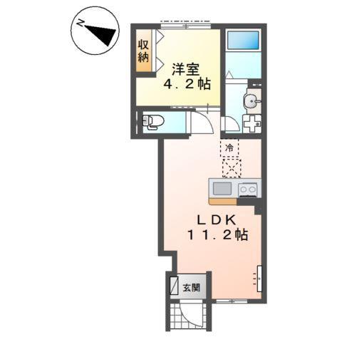 丹波篠山市中野アパート(1LDK/1階)の間取り写真