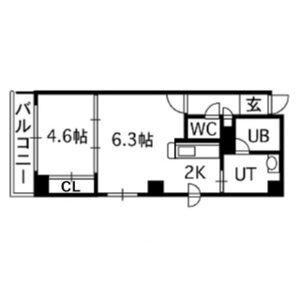 サンリッチ南5条(1LDK/3階)の間取り写真