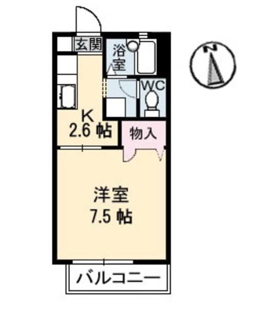 レジデンス稲荷(1K/2階)の間取り写真