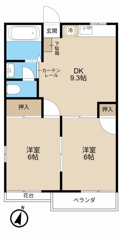 アーバンヒルズ大宮(2DK/2階)の間取り写真