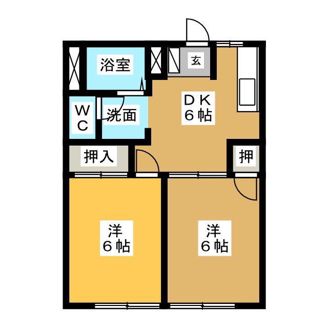 ハイツシャインA(2DK/2階)の間取り写真