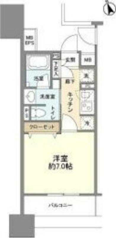 フレールコート東別院(1K/6階)の間取り写真