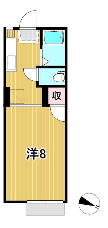 ポートピアII(1K/1階)の間取り写真