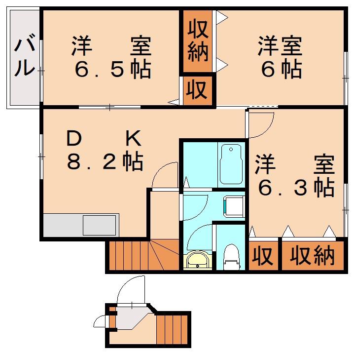 ヴィクトワール高須II(3DK/2階)の間取り写真