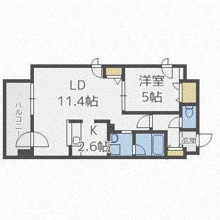 AMABILIS(1LDK/2階)の間取り写真