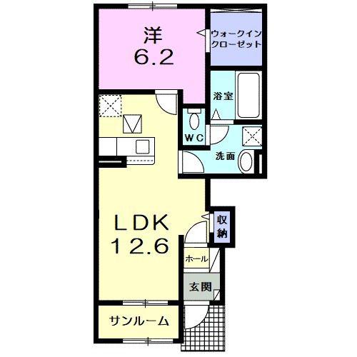 ルナクレシェンテ II(1LDK/1階)の間取り写真