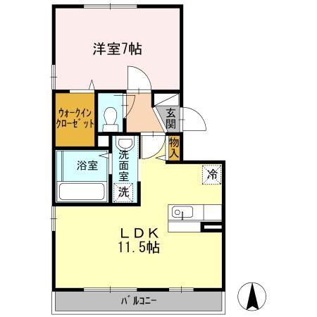 サンフラワー 今里(1LDK/2階)の間取り写真