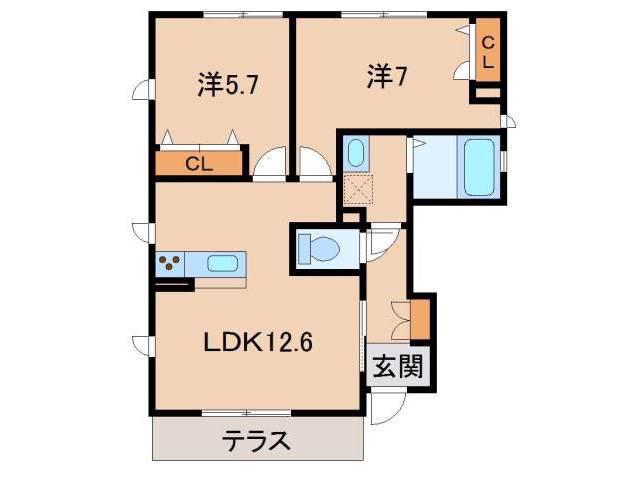 シャーメゾンLIFE(2LDK/1階)の間取り写真