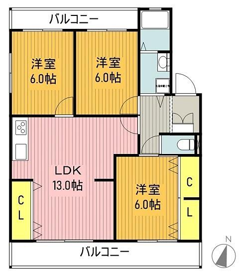 ブラウンハイツ(3LDK/2階)の間取り写真