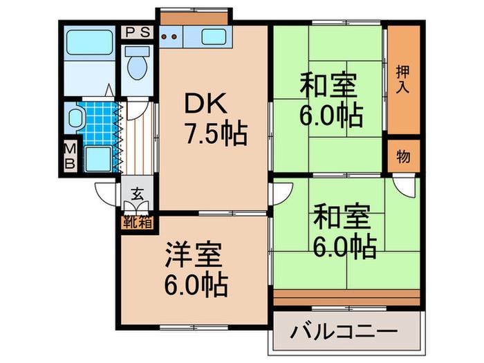 エタニティⅤ(3DK/2階)の間取り写真