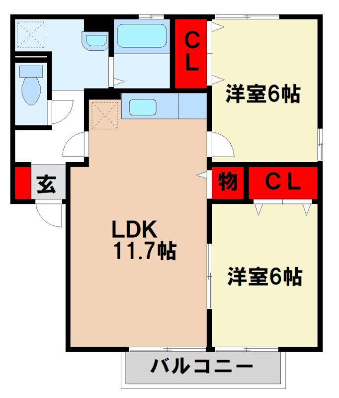 ラフィーヌ(2LDK/2階)の間取り写真