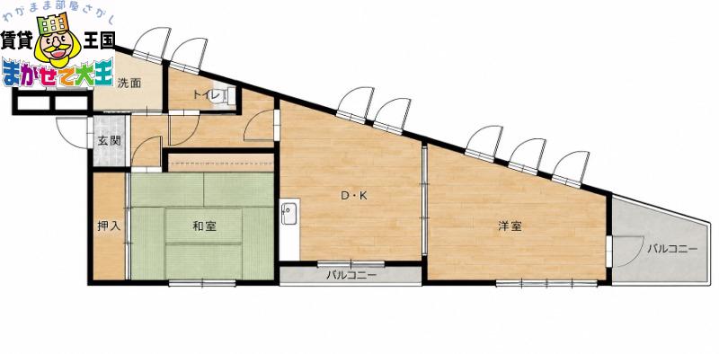 リバーサイド西山(2DK/3階)の間取り写真