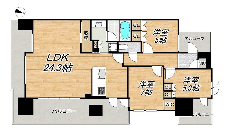 プラウドシティ塚口マークフォレスト(3LDK/15階)の間取り写真