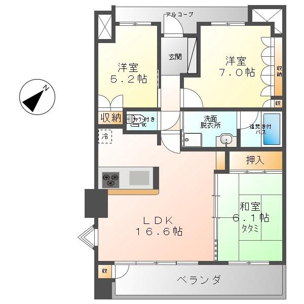 サーパス上田中央(3LDK/5階)の間取り写真
