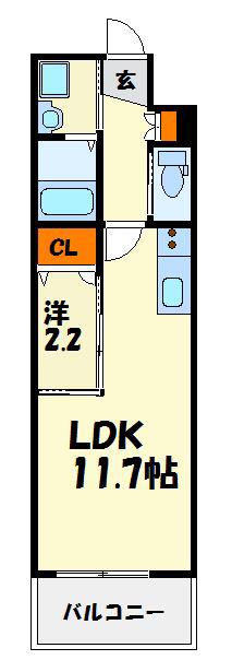 グランフォーレラグゼ博多(1LDK/8階)の間取り写真