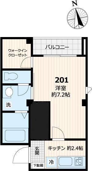 LAX中野坂上(1K/2階)の間取り写真