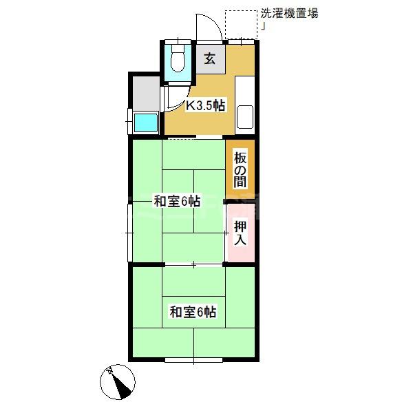 川筋荘(2K/1階)の間取り写真