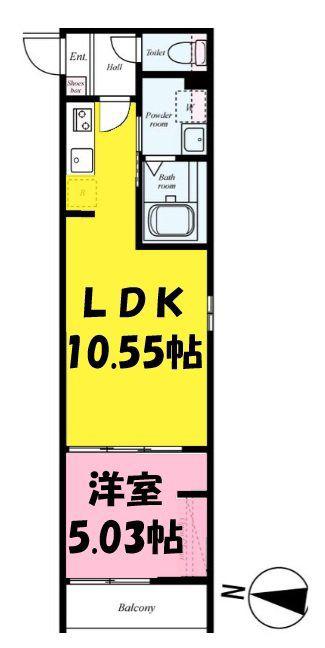 GRADUS南越谷(1LDK/2階)の間取り写真