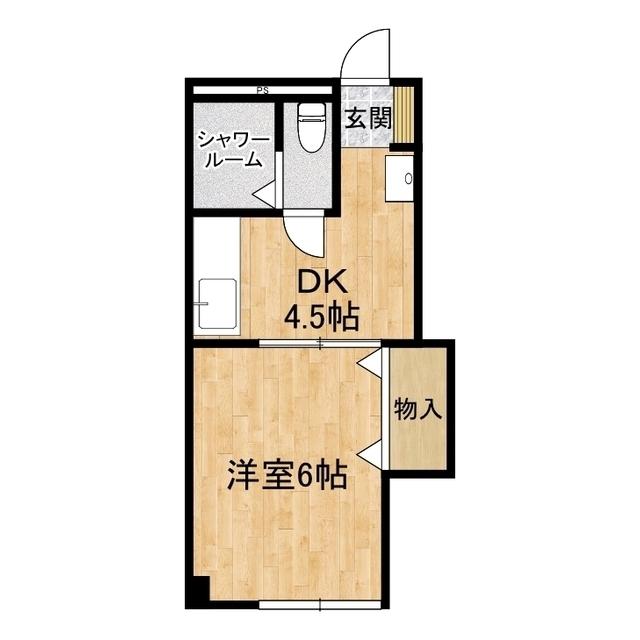 ベルコムつくば(1K/4階)の間取り写真