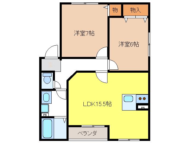 フレシールII(2LDK/2階)の間取り写真