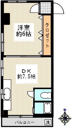 ニューハイツ大日(1DK/2階)の間取り写真