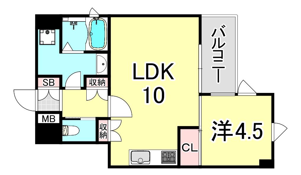 FLAT INN UESHIO(1LDK/3階)の間取り写真