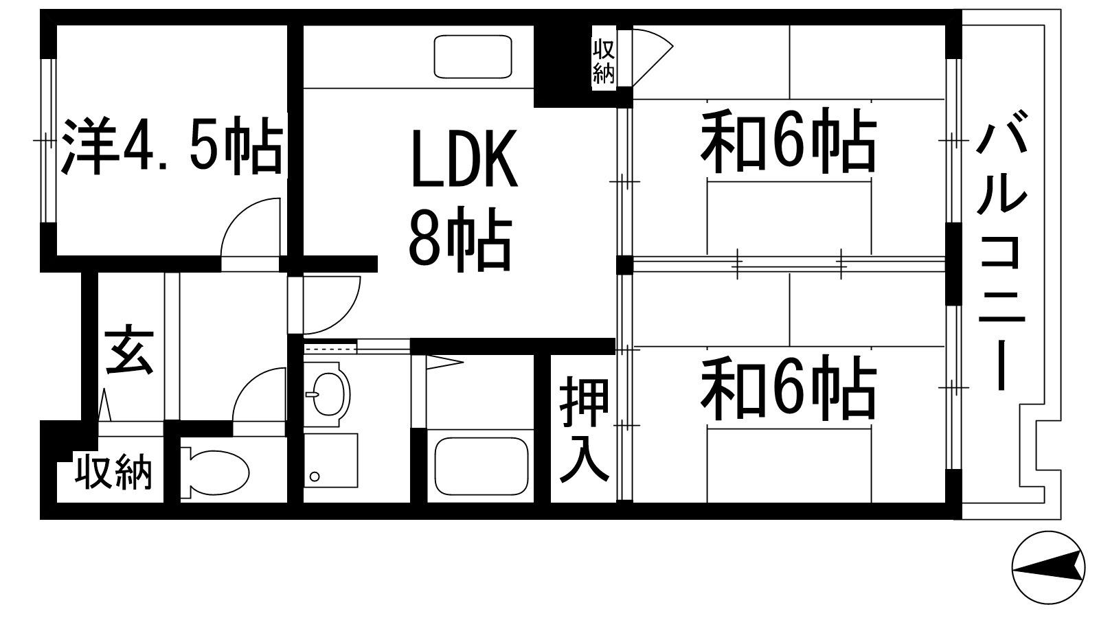 アルビス寺本5号棟(3LDK/6階)の間取り写真
