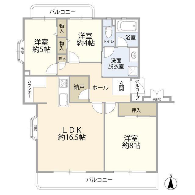 さがみ野さくら1号棟(3LDK/5階)の間取り写真