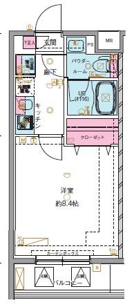 GENOVIA亀戸IVSKYGARDEN(1K/4階)の間取り写真