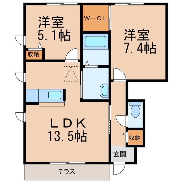 MAST COURT秋葉II(2LDK/1階)の間取り写真