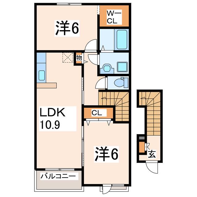 プランドールI・II(2LDK/2階)の間取り写真