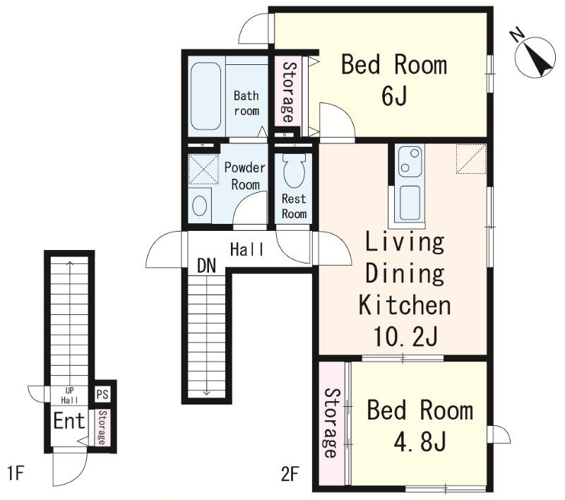YOU HOUSE 喜のや(2LDK/2階)の間取り写真
