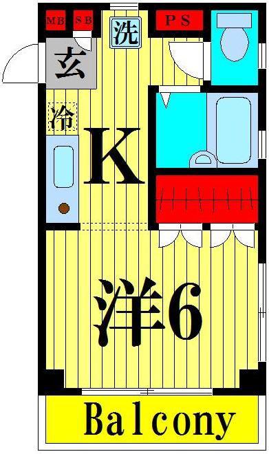 ヴィラ綾瀬(1K/1階)の間取り写真