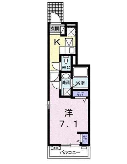 モンテカルロ I(1K/1階)の間取り写真