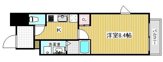 エルズステューディオ岡本(1K/3階)の間取り写真