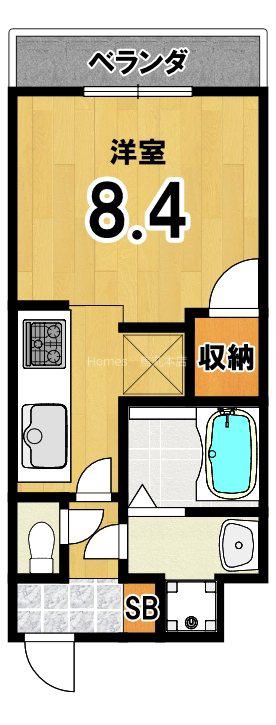 EXCEED御所東(1K/3階)の間取り写真