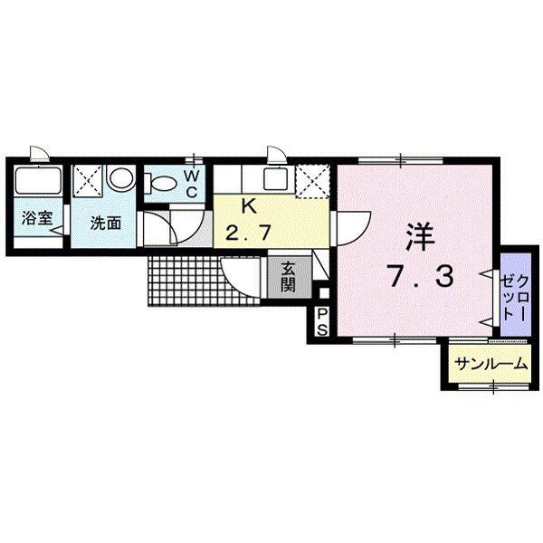 ジェルメ大喜新町(1K/2階)の間取り写真