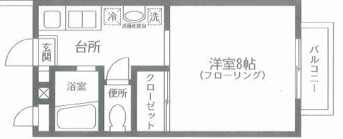 グリーンヒル(1K/2階)の間取り写真