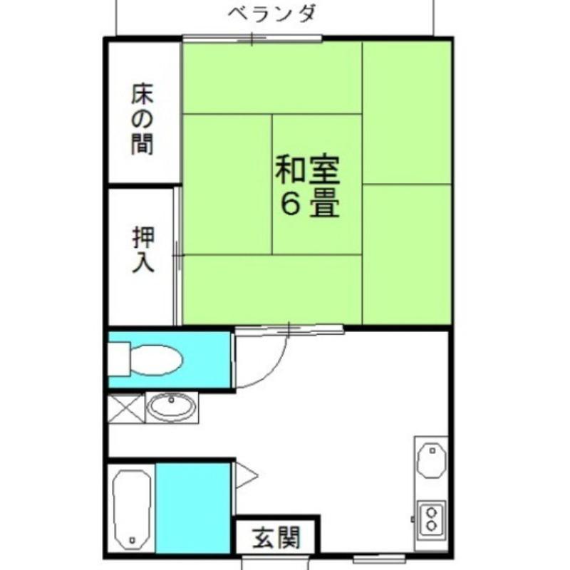 パークハイツB棟(1K/1階)の間取り写真