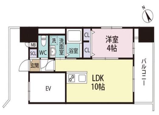 アポロ久留米東町(1LDK/8階)の間取り写真