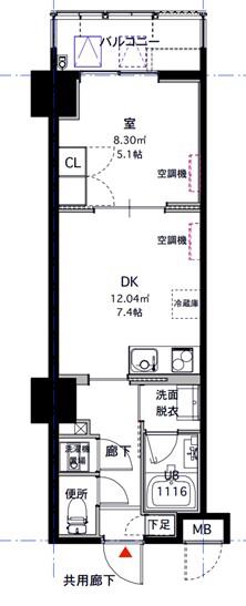 EVERGREEN(1DK/7階)の間取り写真