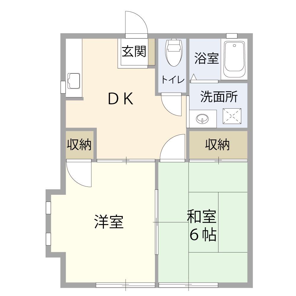 アリス泉ヶ丘(2DK/1階)の間取り写真