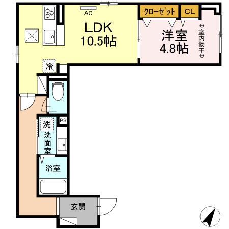 Dフルト並木町(1LDK/3階)の間取り写真