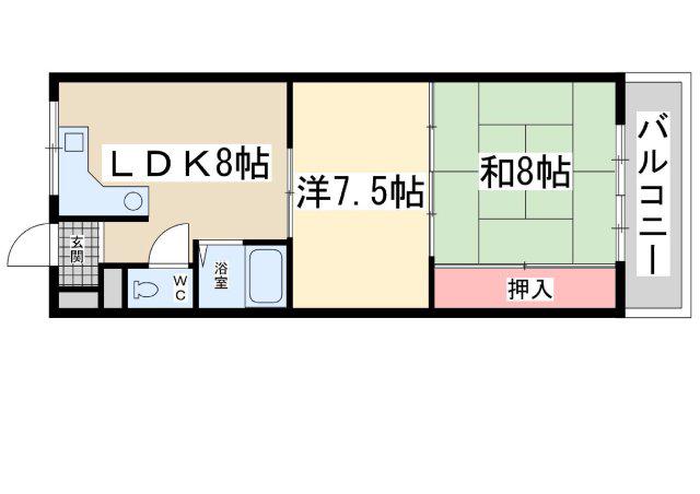 コーポフェニックス(2LDK/3階)の間取り写真