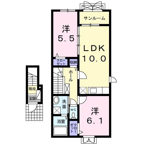 オリエントIII(2LDK/2階)の間取り写真