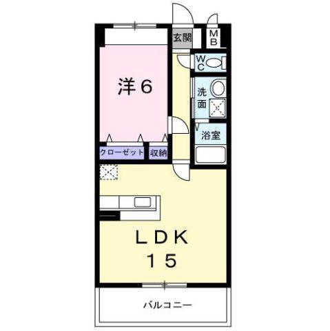 グランドールかさでら(1LDK/2階)の間取り写真