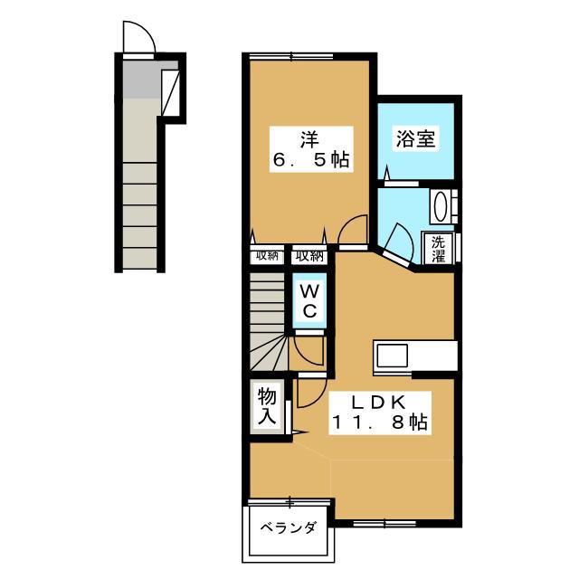 CENTERVILLAGE(1LDK/2階)の間取り写真