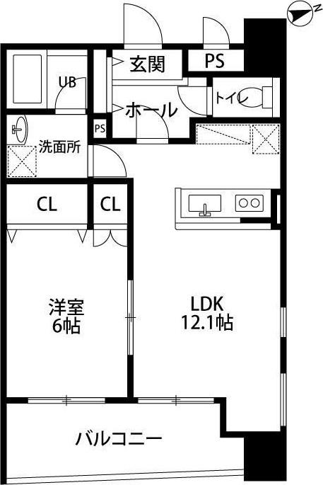 TRIBUTE元浜(1LDK/8階)の間取り写真