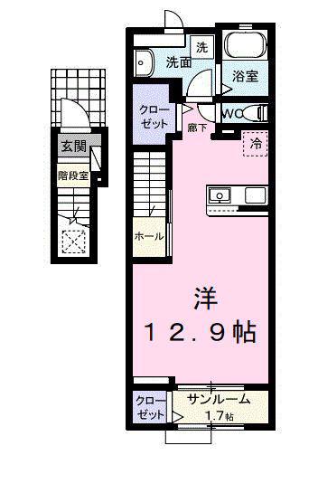 ソルフェジオ東津田(ワンルーム/2階)の間取り写真