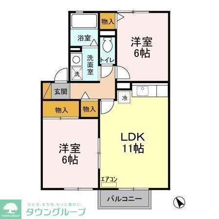 サンモール2号棟(2LDK/2階)の間取り写真